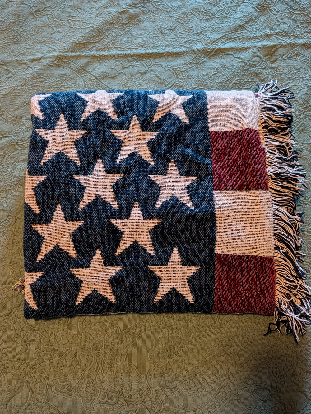 Patriotic Star Stripe Throw Blanket - Blue, White & Red